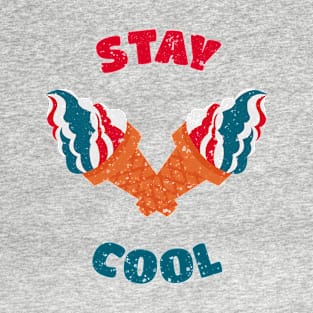 Stay Cool July Fourth Independence Day - Funny Grunge Ice Cream Design 4th July America Day Gifts For Son & Daughter T-Shirt